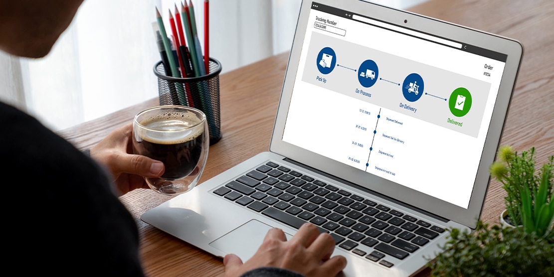 B2B customer using a self-service portal to manage orders and quotes