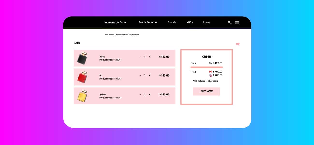 Currency switcher showing price in USD and CAD on a WooCommerce product