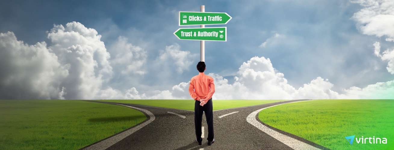 A person standing at a crossroads