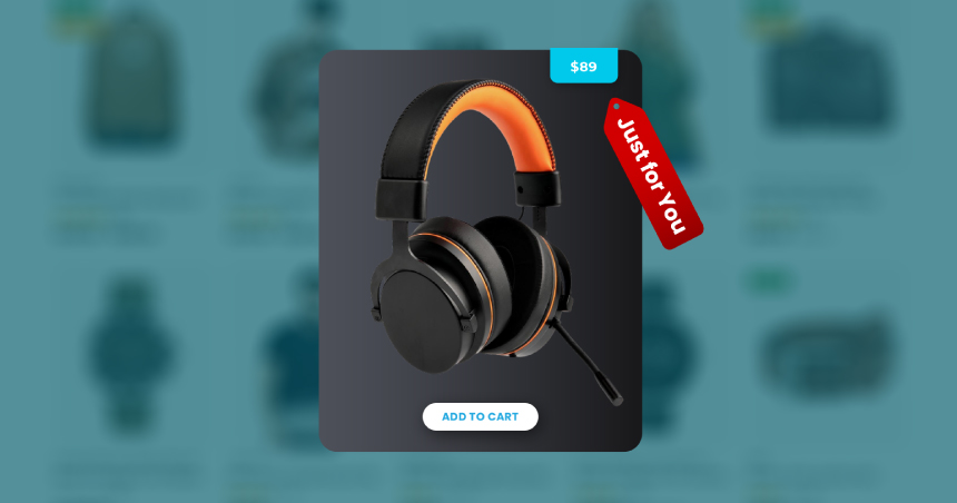 Personalized product highlighted with a ‘Just for You’ tag on an ecommerce storefront.