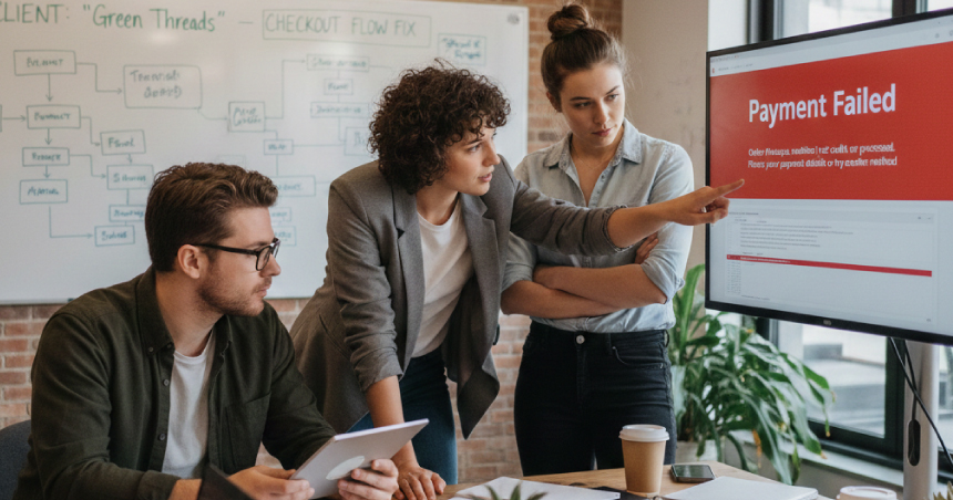 WooCommerce agency team fixing checkout errors for an online store