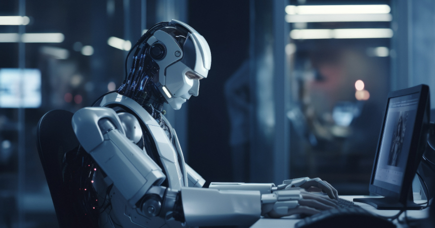 AI robot mechanic fixing an ecommerce dashboard to improve search, customer support, conversions, and inventory performance