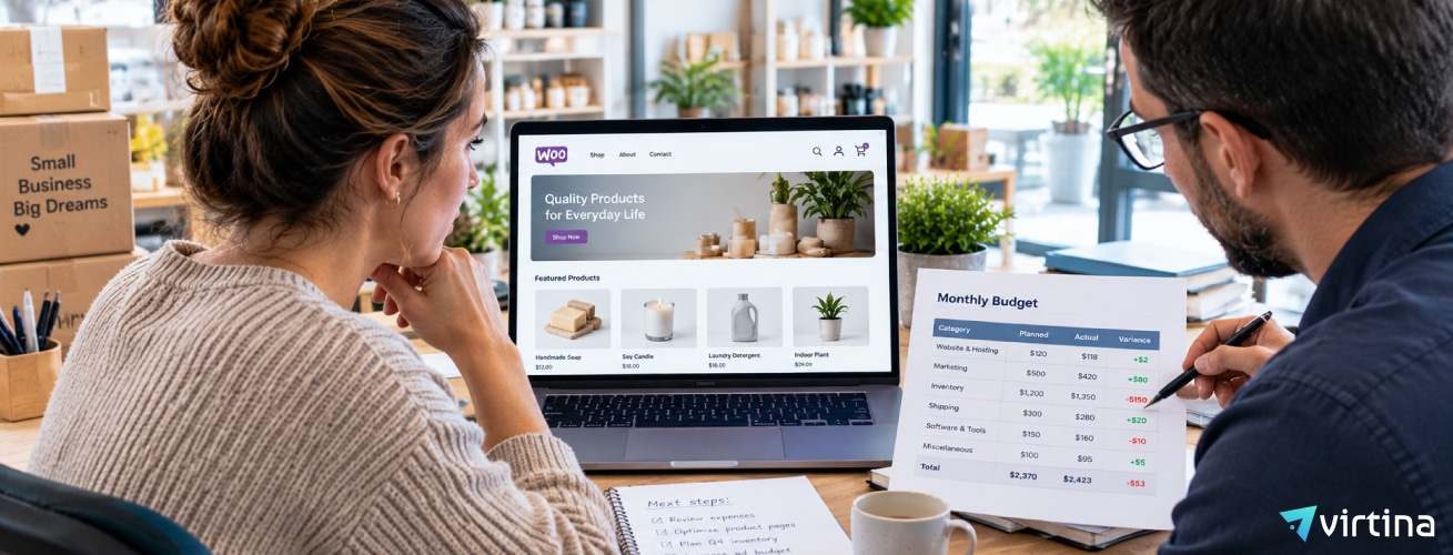 A Small Business Owner At A Tidy Desk In A Bright Shop Looking At A Laptop With A